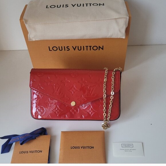 LOUIS VUITTON 3 Piece Set Red Felice Monogram Pochette - Picture 5 of 15